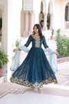 KA 1217 Faux Georgette With Zari Embroidery Work Gown With Dupatta Wholesale In India